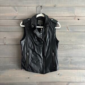 MUUBAA | NWT Black Lynn Biker Lambskin Leather Moto Vest Size 8
